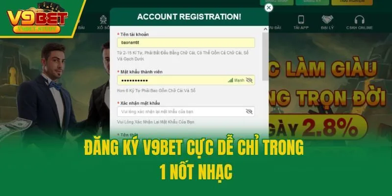 Đăng ký V9bet cực dễ chỉ trong 1 nốt nhạc